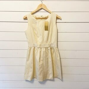 NWTs Francesca’s | Ivory/Gold Sparkle Fit and Flare Mini Dress with bow Medium
